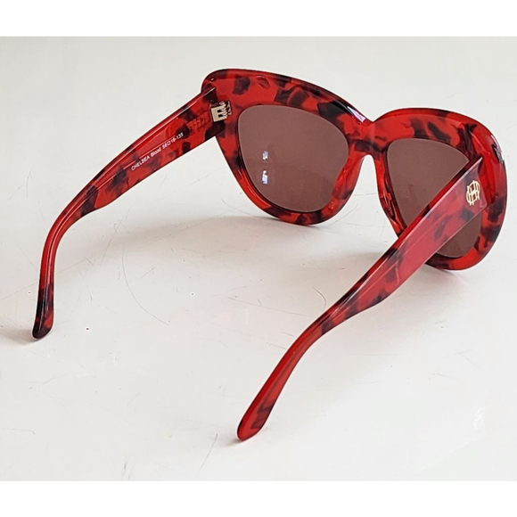 House of Harlow 1960 Chelsea Oversized Cat Eye Tortoise Sunglasses Red - Picture 6 of 9